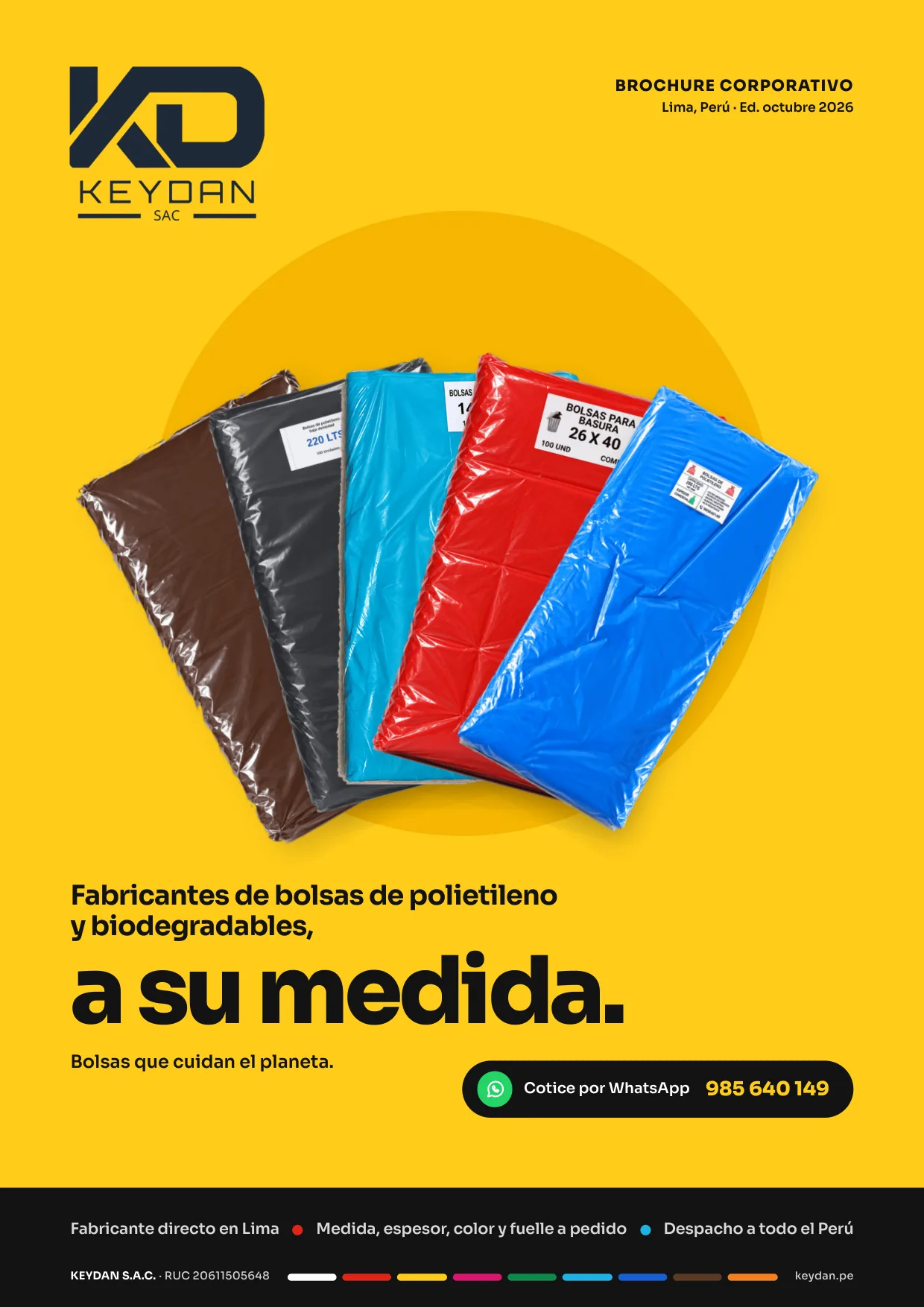 Portada: KEYDAN, fabricantes de bolsas de polietileno y biodegradables, a su medida. Cotice por WhatsApp 985 640 149