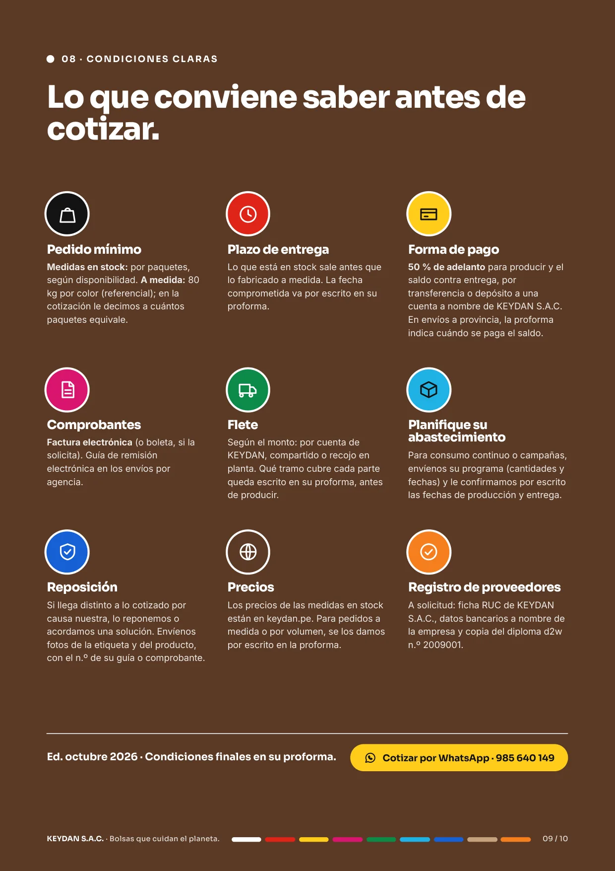 Condiciones claras antes de cotizar