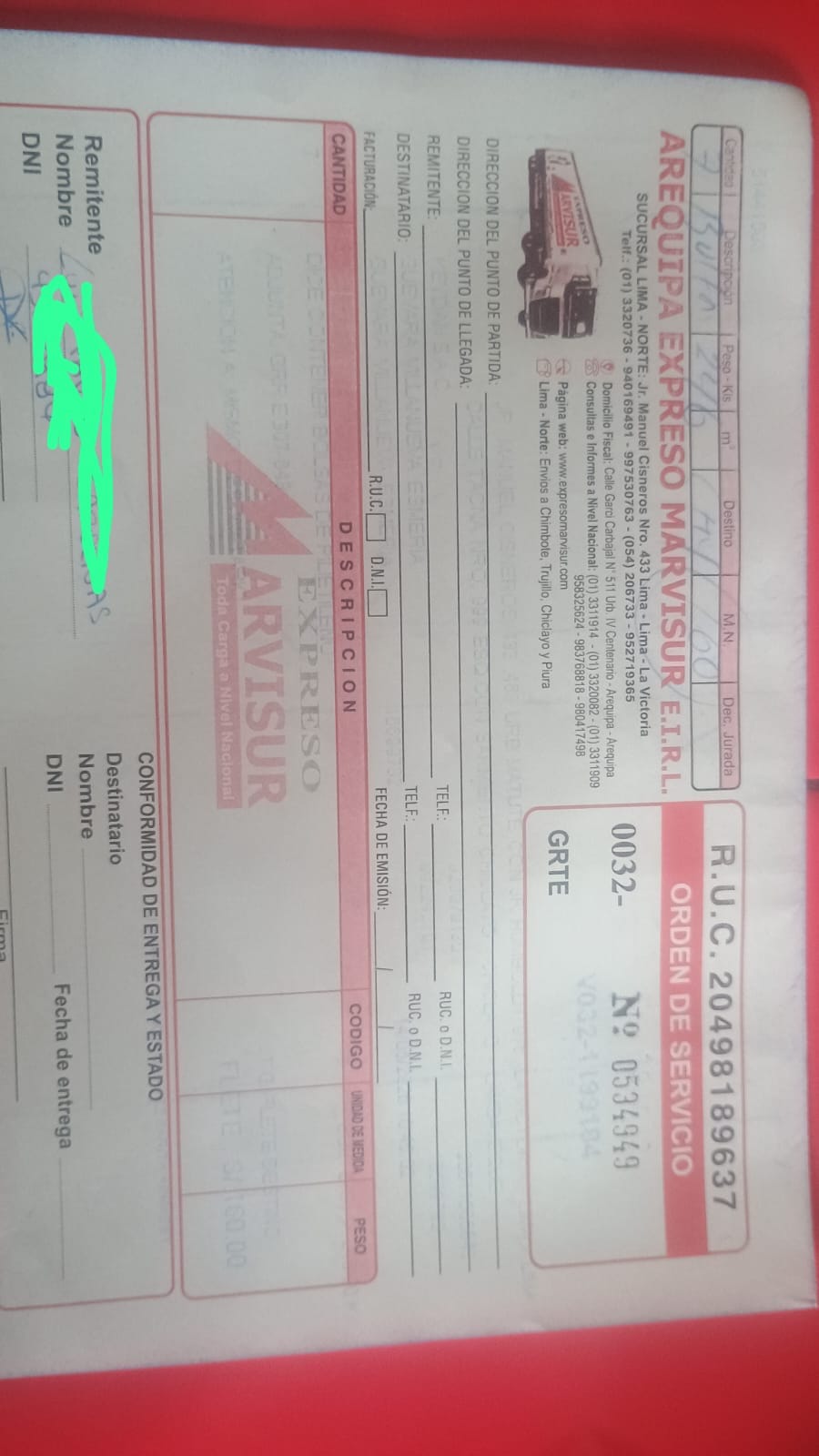 Voucher de agencia de un envío